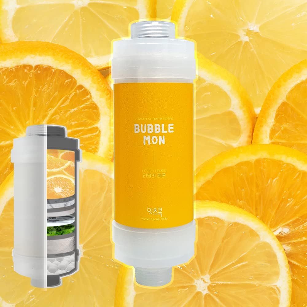 BUBBLEMON Vitamin Shower Filter (Lovely Lemon) Vitamin C Shower Filter Skin Moisturizing Skin Dry Protection Aroma Therapy Made in Korea