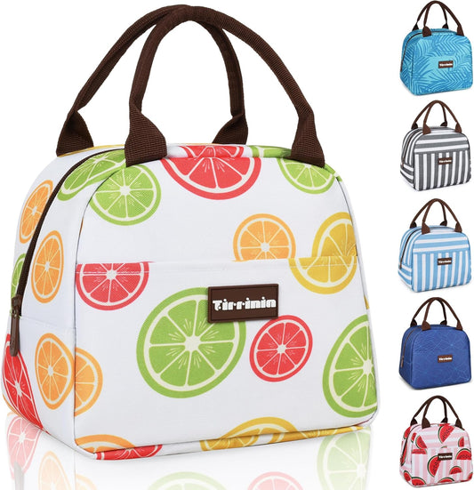 Lunch Bags for Women Men, Cute Insulated Lunch Tote Bag, Fashionable Lunch Box for Adultn, Reusable Large Cooler Lunch Bag for Working/Picnic - White Lemon