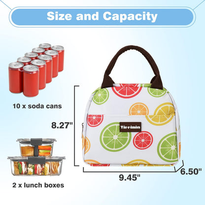 Lunch Bags for Women Men, Cute Insulated Lunch Tote Bag, Fashionable Lunch Box for Adultn, Reusable Large Cooler Lunch Bag for Working/Picnic - White Lemon