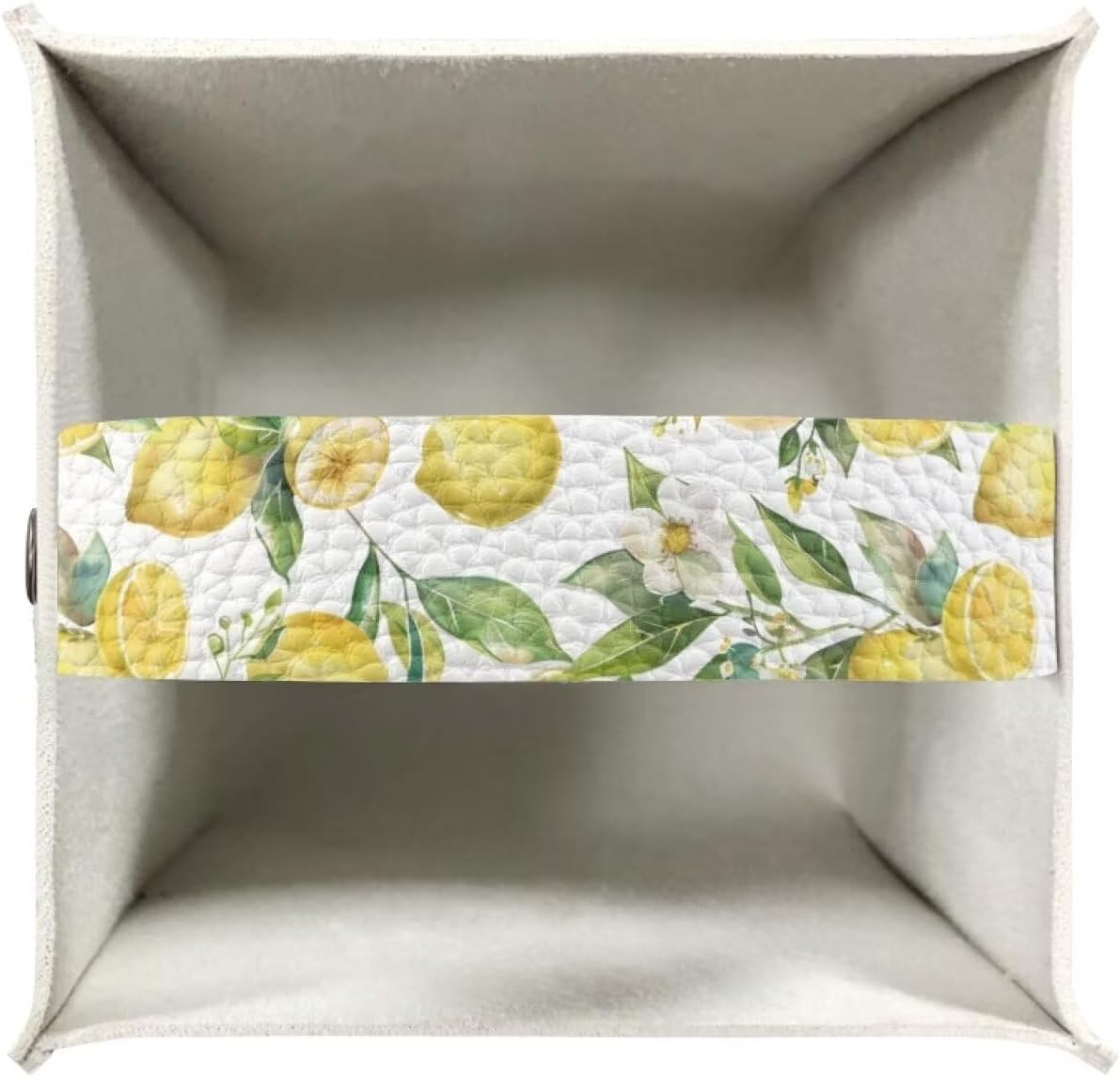 Lemon Floral Print Tissue Box Cover Square Tissue Box Holder with Bottom Belt, Foldable Napkin Facial Tissue Holder Dispenser Home Car Decor Facial Paper Organizer