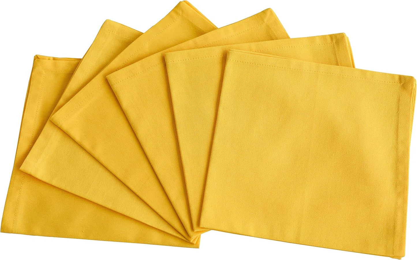 Cotton Yellow Cloth Napkins Set of 6 Solid Soft with Hemmed Edges Hotel Quality 18x18 inch Dinner Napkin Ideal for Everyday Use Dining, Table Decoration (18x18 Inches)