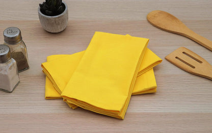 Cotton Yellow Cloth Napkins Set of 6 Solid Soft with Hemmed Edges Hotel Quality 18x18 inch Dinner Napkin Ideal for Everyday Use Dining, Table Decoration (18x18 Inches)