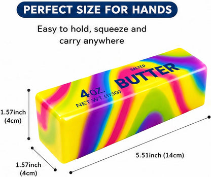 2PCS Slow Rising Butter Squishy Fidget Toys, Jumbo Butter Squishy Set, Yellow & Multicolor, Great Gift Idea
