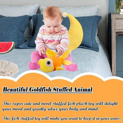 Fish Stuffed Animal Yellow Goldfish Plush Cute Toy Gift 13.78" | for Kids Adults