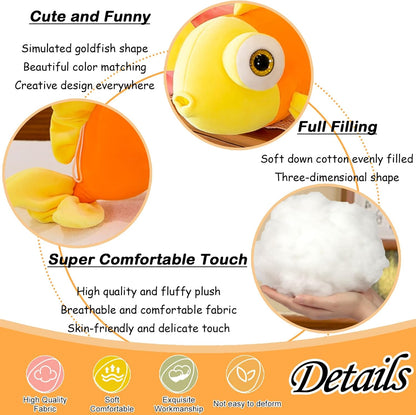Fish Stuffed Animal Yellow Goldfish Plush Cute Toy Gift 13.78" | for Kids Adults
