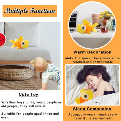 Fish Stuffed Animal Yellow Goldfish Plush Cute Toy Gift 13.78" | for Kids Adults