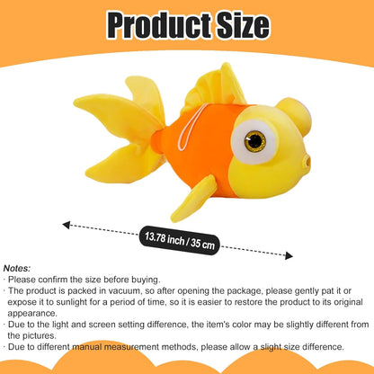Fish Stuffed Animal Yellow Goldfish Plush Cute Toy Gift 13.78" | for Kids Adults
