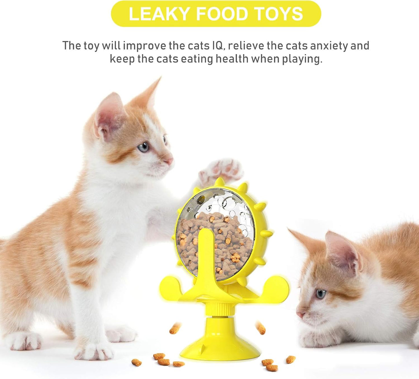 Windmill Cat Toy Feeder Rotating Treat Dispensing Toy for Cats Slow Food Dispenser Puzzle Feeder Interactive Pet to Slow Eating and Support Mental Stimulation 5.11 X 1.57 X 6.69 in
