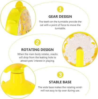 Windmill Cat Toy Feeder Rotating Treat Dispensing Toy for Cats Slow Food Dispenser Puzzle Feeder Interactive Pet to Slow Eating and Support Mental Stimulation 5.11 X 1.57 X 6.69 in