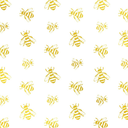 30 Sheets White Metallic Gold Bee Tissue Paper, 20" x 28", Gold Bee Design for Gift Bags & Parties