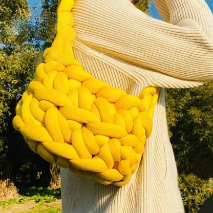 Giant Arm Knitting Chunky Yarn Yellow 0.55 lb,Super Soft Tubular Weight Jumbo Ya rn,DIY Crochet Hand Knitting Thick Yar n for Blanket,Pet-Bed, Pillow,Handbag