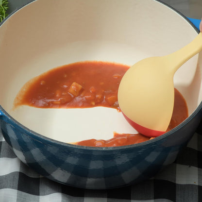 Silicone Spoon - Colorful Silicone Spatula Ladle with a Soft Top to Mold to your Pots & Pans. (Red/Yellow)