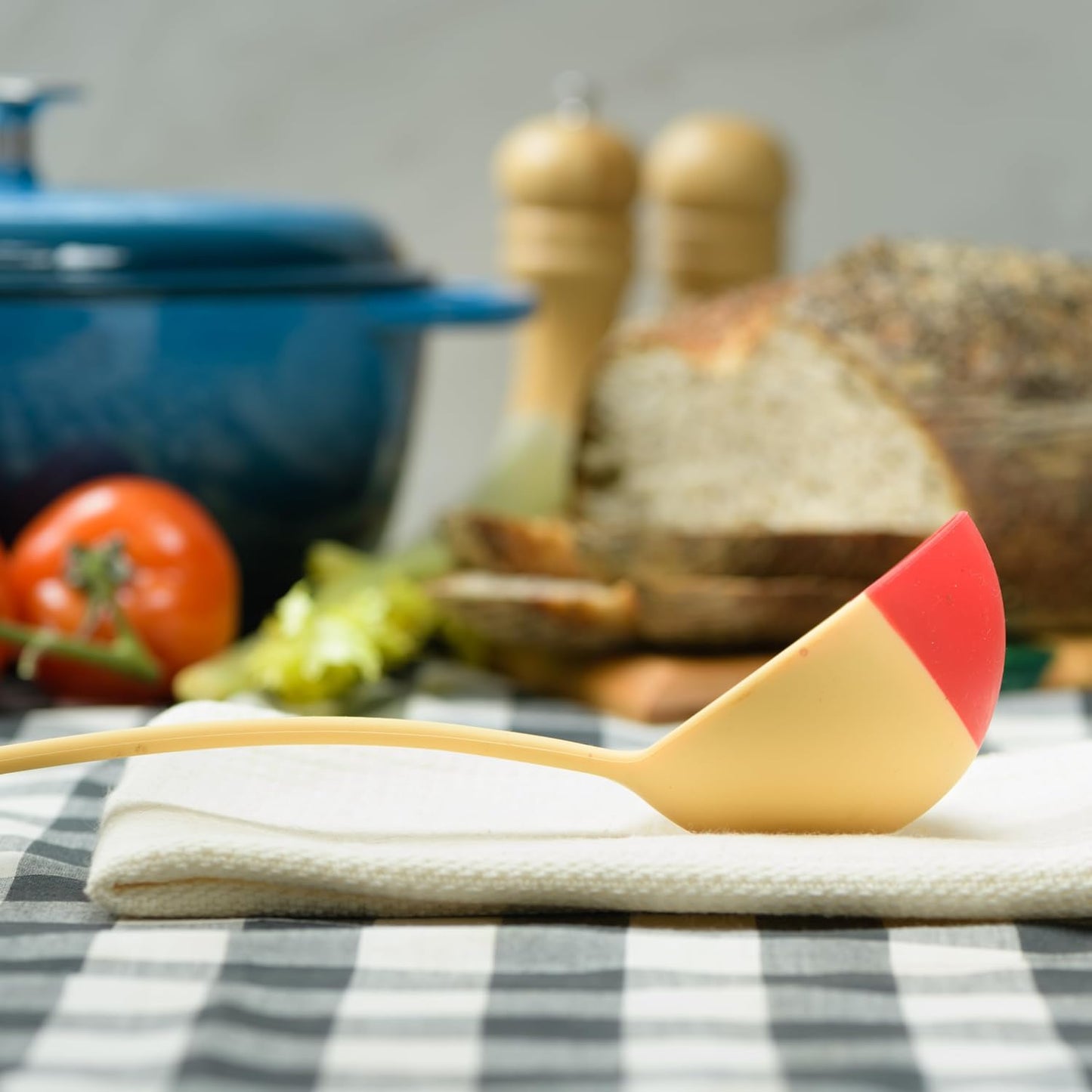 Silicone Spoon - Colorful Silicone Spatula Ladle with a Soft Top to Mold to your Pots & Pans. (Red/Yellow)