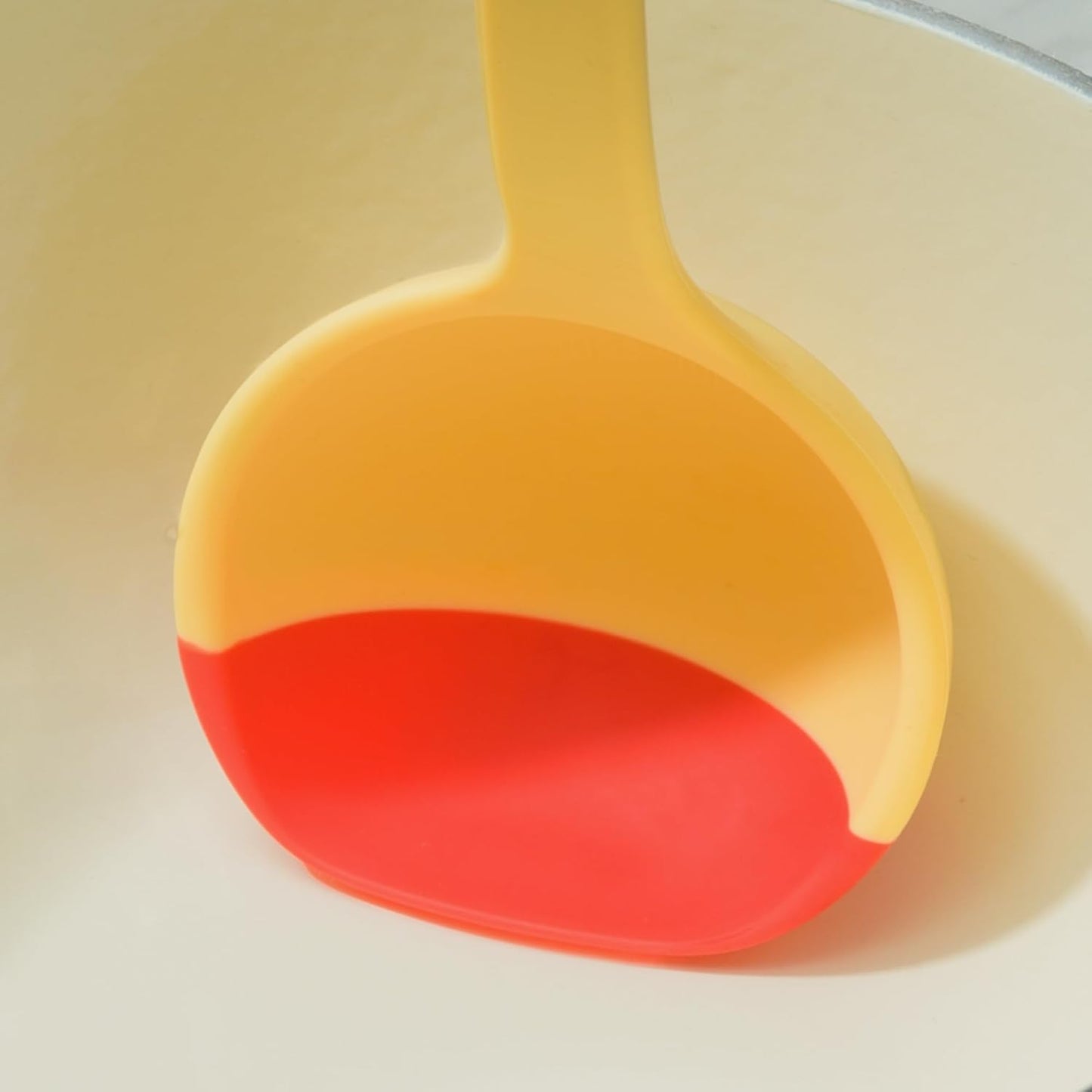 Silicone Spoon - Colorful Silicone Spatula Ladle with a Soft Top to Mold to your Pots & Pans. (Red/Yellow)