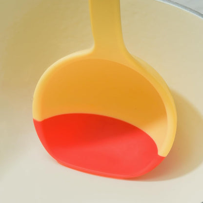 Silicone Spoon - Colorful Silicone Spatula Ladle with a Soft Top to Mold to your Pots & Pans. (Red/Yellow)