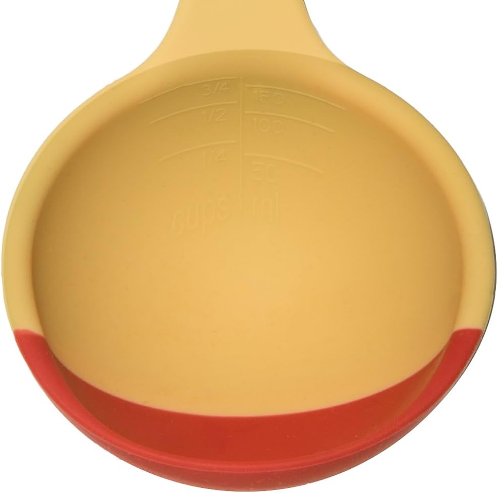 Silicone Spoon - Colorful Silicone Spatula Ladle with a Soft Top to Mold to your Pots & Pans. (Red/Yellow)