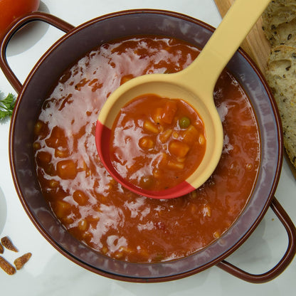 Silicone Spoon - Colorful Silicone Spatula Ladle with a Soft Top to Mold to your Pots & Pans. (Red/Yellow)