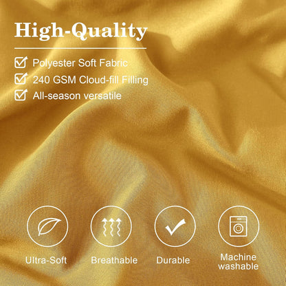 Queen Comforter Set - 7 Pieces Bright Yellow Bed in a Bag Queen Bedding Sets with Comforters, All Seasons Comforter Bed Set with Sheets,Pillowcases & Shams