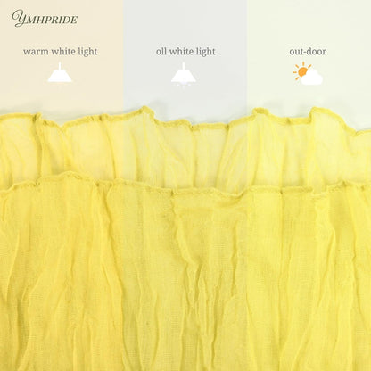 12 Pack Cheesecloth Table Runner 35 x 70 inch Long Boho Cheese Cloth Gauze Table Runners Semi Sheer Table Runner for Wedding Decor, Bridal Shower, Birthday Party (Yellow)