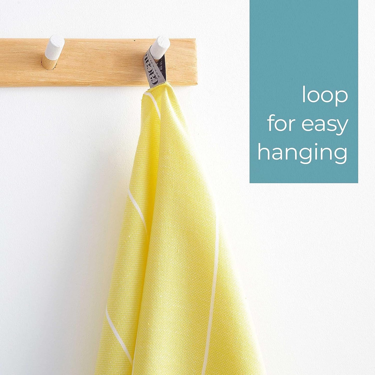 Turkish Hand Towels with Hanging Loop (23 x 36) Set of 4-100% Cotton Kitchen Towel Quick Dry Prewashed for Soft Feel Decorative Towels for Gym, Yoga, Bath and Kitchen - Light Yellow