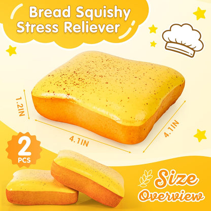2 Packs Bread Butter Squishy Slow Rising Squeeze Toys,Fidget Squishies Toys | Sensory Fidget Stress Relief Squishies,Soft Fidget Toys Anxiety Relief Party Favors Butter Squishy Bread for Kids＆Adult