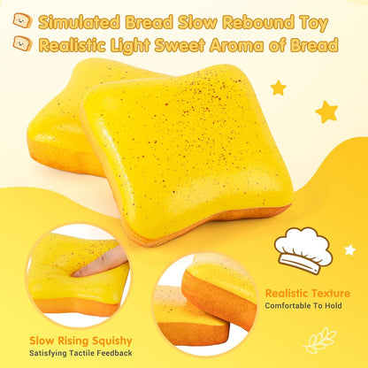 2 Packs Bread Butter Squishy Slow Rising Squeeze Toys,Fidget Squishies Toys | Sensory Fidget Stress Relief Squishies,Soft Fidget Toys Anxiety Relief Party Favors Butter Squishy Bread for Kids＆Adult