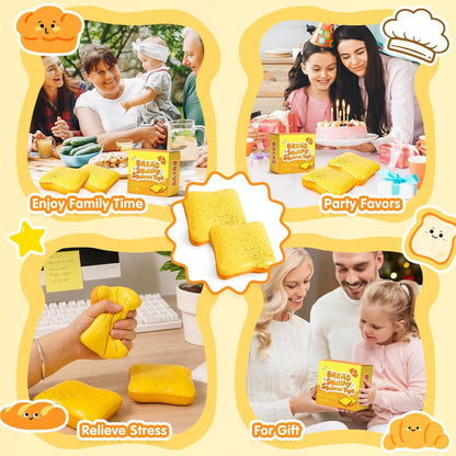 2 Packs Bread Butter Squishy Slow Rising Squeeze Toys,Fidget Squishies Toys | Sensory Fidget Stress Relief Squishies,Soft Fidget Toys Anxiety Relief Party Favors Butter Squishy Bread for Kids＆Adult