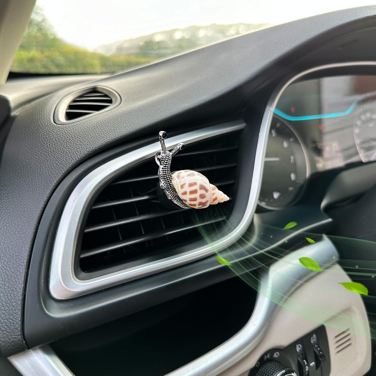 ORIESSE Snail Car Decor,Cute Car Air Freshener Vent Clip | Natural White Yellow Conch Shell Made Car Air Freshener Outlet Clip,Animal Car Accessories for Women,Refillable Car Diffusers