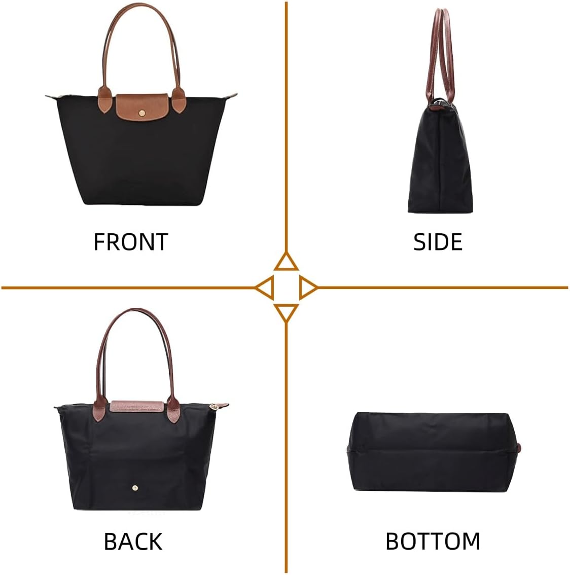 Women's Nylon Tote Bag, Large Capacity Waterproof Shoulder Bags, Spacious Handbag with Metal Zipper & Compartments