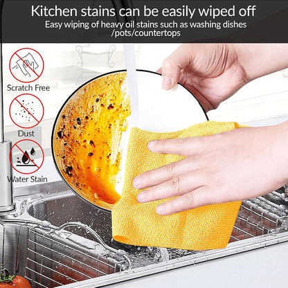 Tear Away Dish Cloths Rolls, 50 sheets/roll-11.8" X 11.8", Reusable Washable Dish Towels for Kitchen, Absorbent and Quick Drying Microfiber Cleaning Rags (Yellow)
