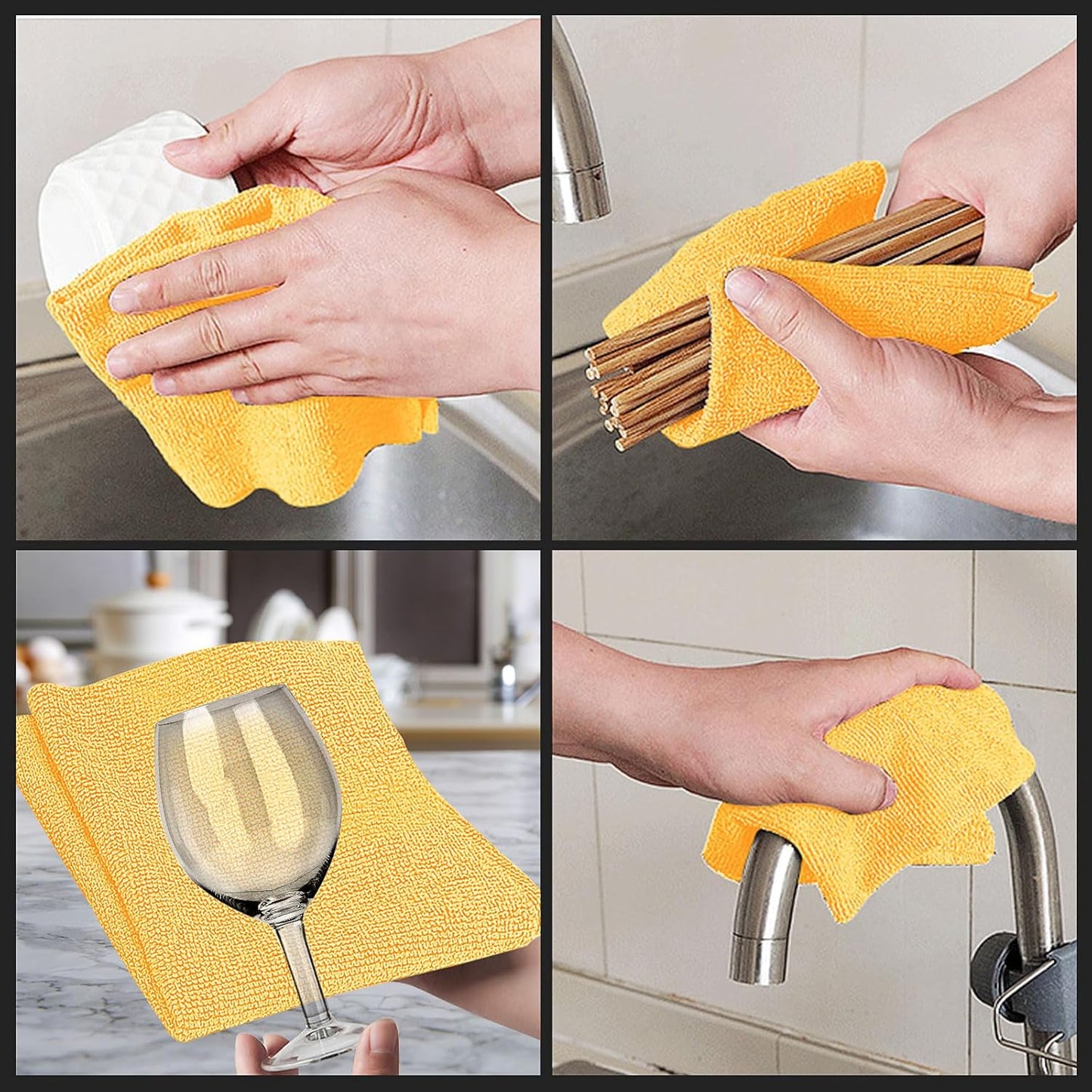 Tear Away Dish Cloths Rolls, 50 sheets/roll-11.8" X 11.8", Reusable Washable Dish Towels for Kitchen, Absorbent and Quick Drying Microfiber Cleaning Rags (Yellow)