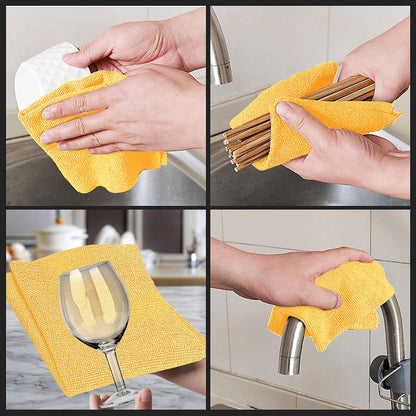 Tear Away Dish Cloths Rolls, 50 sheets/roll-11.8" X 11.8", Reusable Washable Dish Towels for Kitchen, Absorbent and Quick Drying Microfiber Cleaning Rags (Yellow)