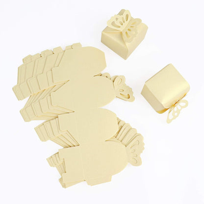 50pcs Yellow Butterfly Wedding Favor Boxes Girl Baby Shower Candy Box Decoration Party Birthday Small Gift Boxes(Yellow)