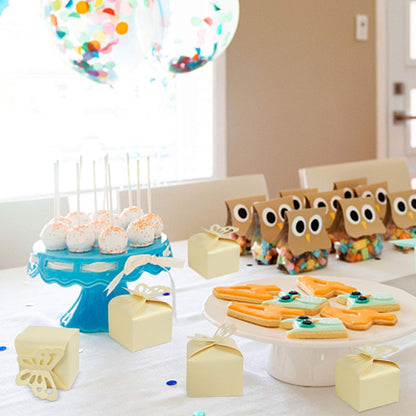 50pcs Yellow Butterfly Wedding Favor Boxes Girl Baby Shower Candy Box Decoration Party Birthday Small Gift Boxes(Yellow)