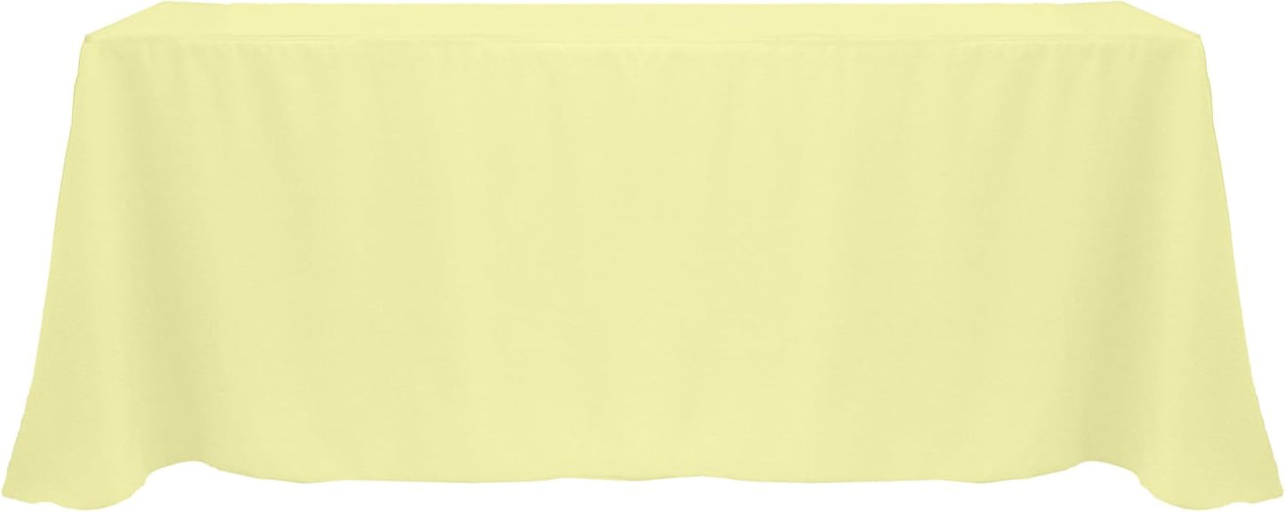 3 Pack- 90 x 132-Inch Rectangular Polyester Linen Tablecloth with Rounded Corners, Maize Light Yellow