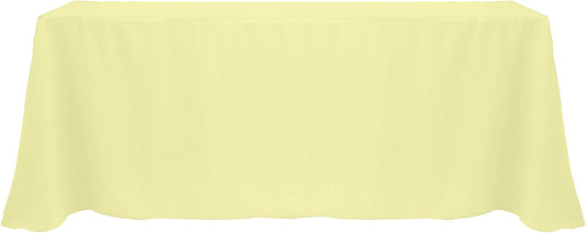 3 Pack- 90 x 132-Inch Rectangular Polyester Linen Tablecloth with Rounded Corners, Maize Light Yellow