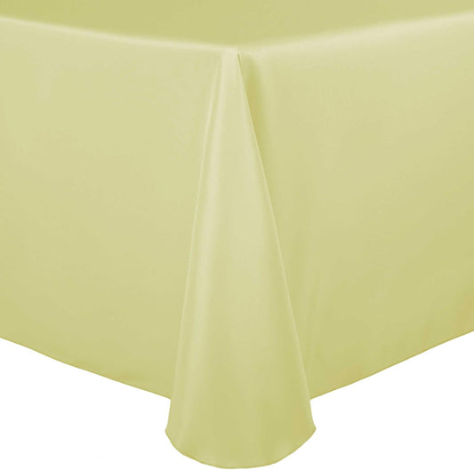 3 Pack- 90 x 132-Inch Rectangular Polyester Linen Tablecloth with Rounded Corners, Maize Light Yellow
