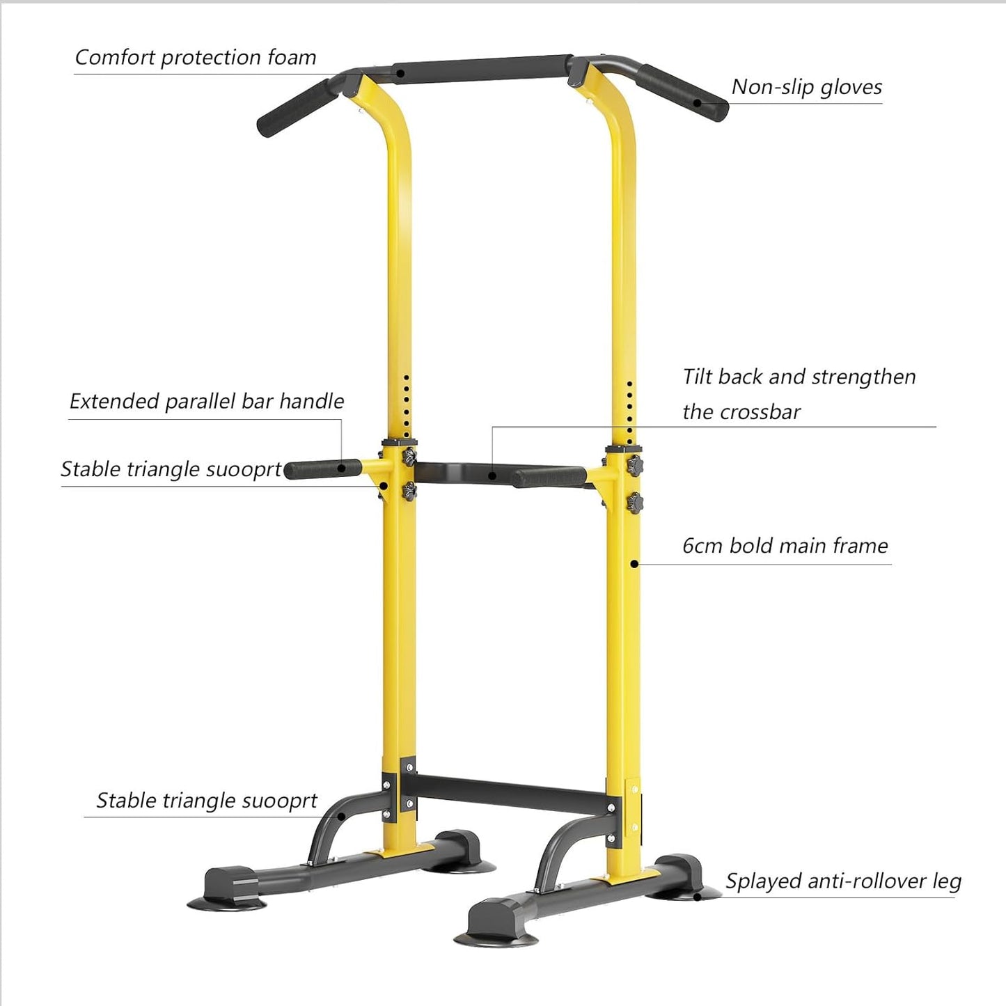 Power Tower Dip Station Pull Up Bar for Home Gym Adjustable Height Strength Training Workout Equipment,Pull Up Bar Station