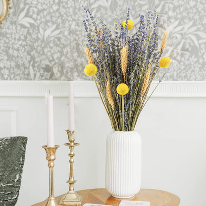 30Pcs Natural Dried Flowers Craspedia Billy Balls Flowers Billy Buttons Floral Bouquet for Flower Arrangements Wedding Home Tall Vase Decor Yellow