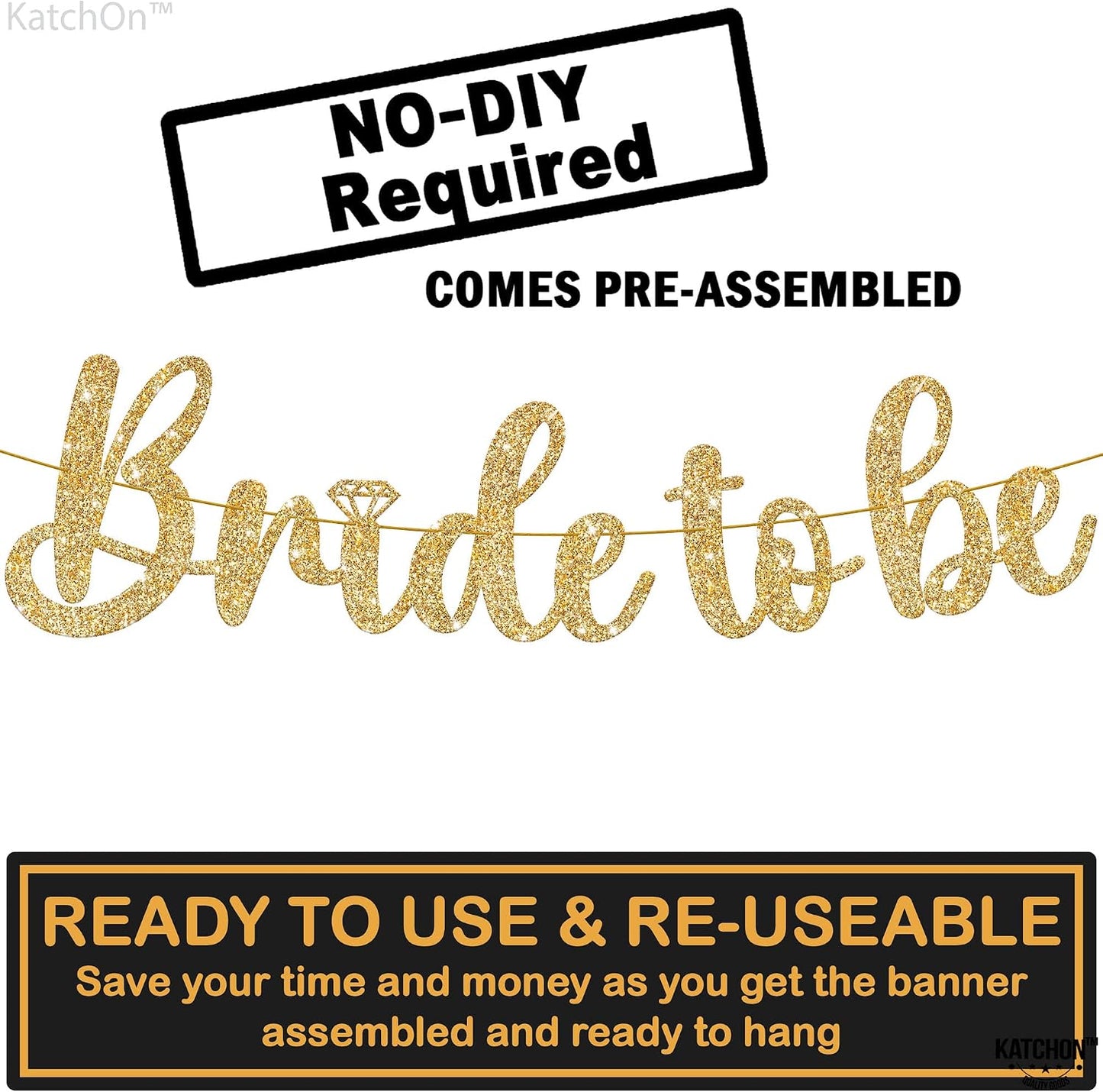 Glitter Bride To Be Banner 10 Feet, Bachelorette Party Decorations | Pre-Strung, Bachelorette Party Decorations, Bridal Shower Decorations, Wedding Shower Party Supplies