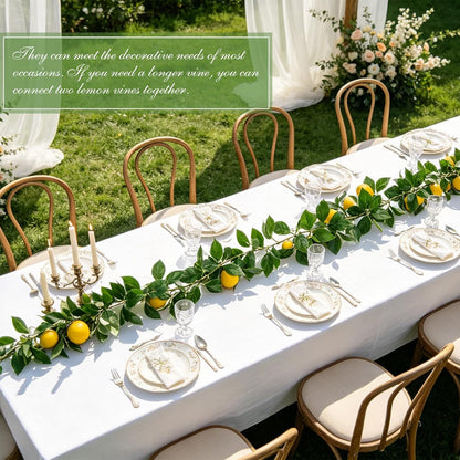 2Pcs Artificial Lemon Vine Garland with Fruits, 12FT Lifelike Yellow Lemon Vines, Faux Greenery for Wedding Home Wall Decor, Indoor Outdoor Hanging Kitchen Bathroom Party DIY