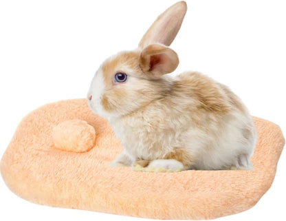 Rabbit Sleeping Mats Soft & Thick Fleece Plush Warm Mattress Blanket Washable Cage Bed Pad for Small Animal Bunny Guinea Pig Rabbit Ferrets Hamsters (Yellow)