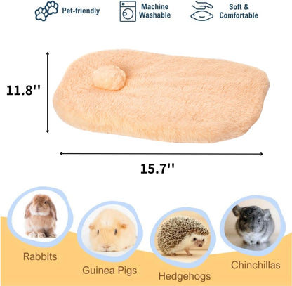 Rabbit Sleeping Mats Soft & Thick Fleece Plush Warm Mattress Blanket Washable Cage Bed Pad for Small Animal Bunny Guinea Pig Rabbit Ferrets Hamsters (Yellow)