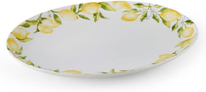 Lemons Oval Bone China Lightweight Chip Resistant Serving Platter, 14-Inch, Multicolor