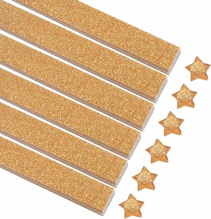 200 Sheets Origami Paper Glitter Stars Papers Light Yellow Fold Paper for Beginner Arts Crafts Projects,0.4 x 8.7 Inch