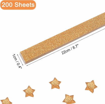 200 Sheets Origami Paper Glitter Stars Papers Light Yellow Fold Paper for Beginner Arts Crafts Projects,0.4 x 8.7 Inch