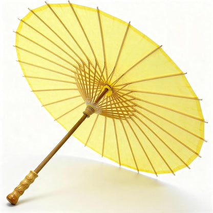 33 Inch White Paper Parasol Umbrella for Wedding Decor & DIY Art - Large Handmade Wooden Frame Sun Wedding Parasols, Asian Party Backdrop Painting Craft Projects