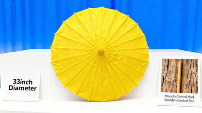 33 Inch White Paper Parasol Umbrella for Wedding Decor & DIY Art - Large Handmade Wooden Frame Sun Wedding Parasols, Asian Party Backdrop Painting Craft Projects