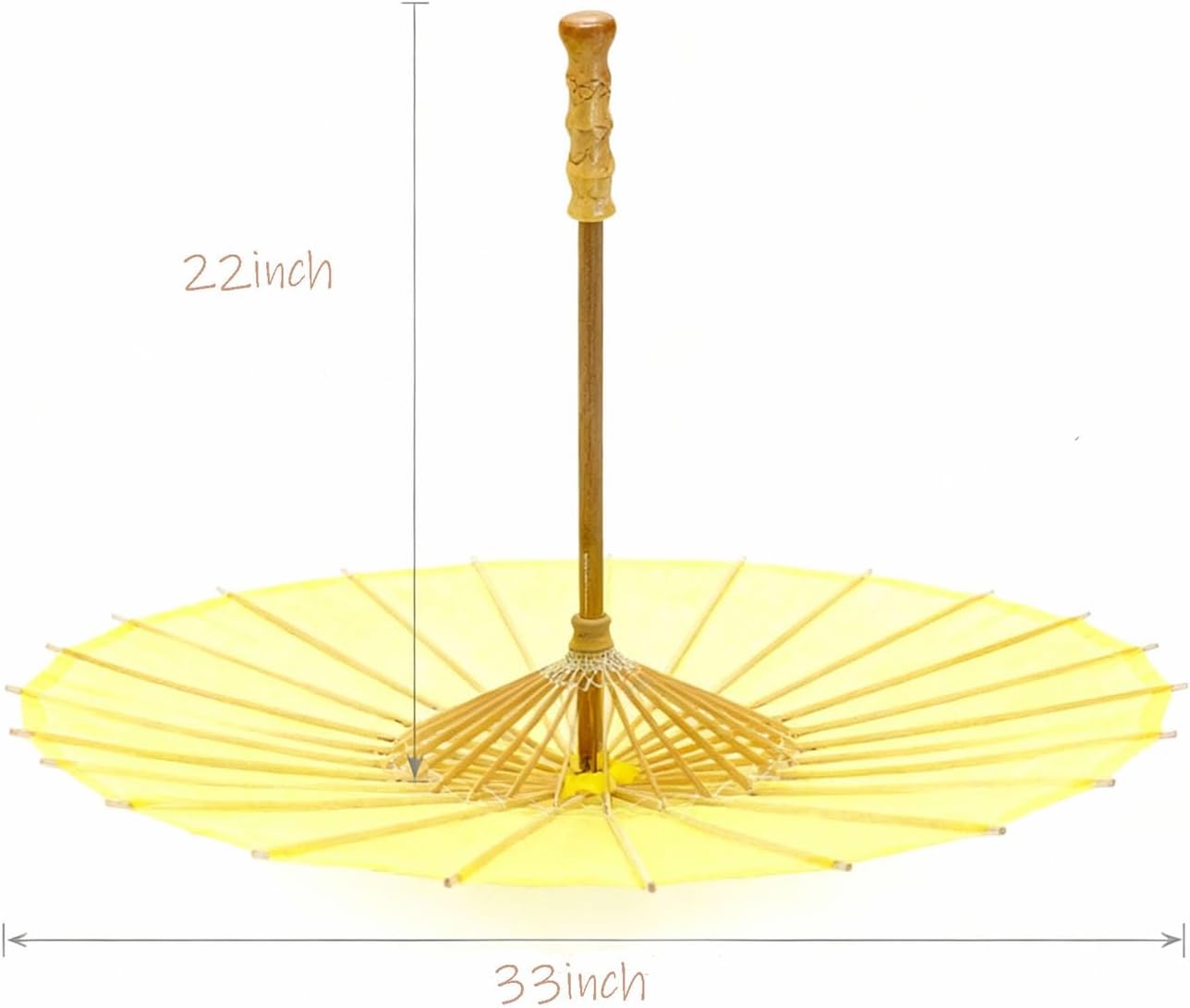 33 Inch White Paper Parasol Umbrella for Wedding Decor & DIY Art - Large Handmade Wooden Frame Sun Wedding Parasols, Asian Party Backdrop Painting Craft Projects