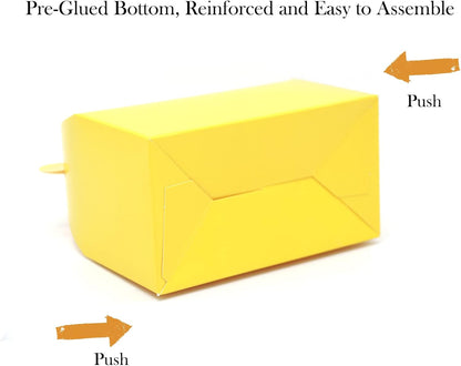 12Pcs Yellow Gable Gift Boxes,5.9'' Small Party Favor Treat Box, Goodie Box, Cookie Candy Box for Birthday Party, Baby Shower, Classroom Activity and Any Fun Occasion Decoration Supplies.